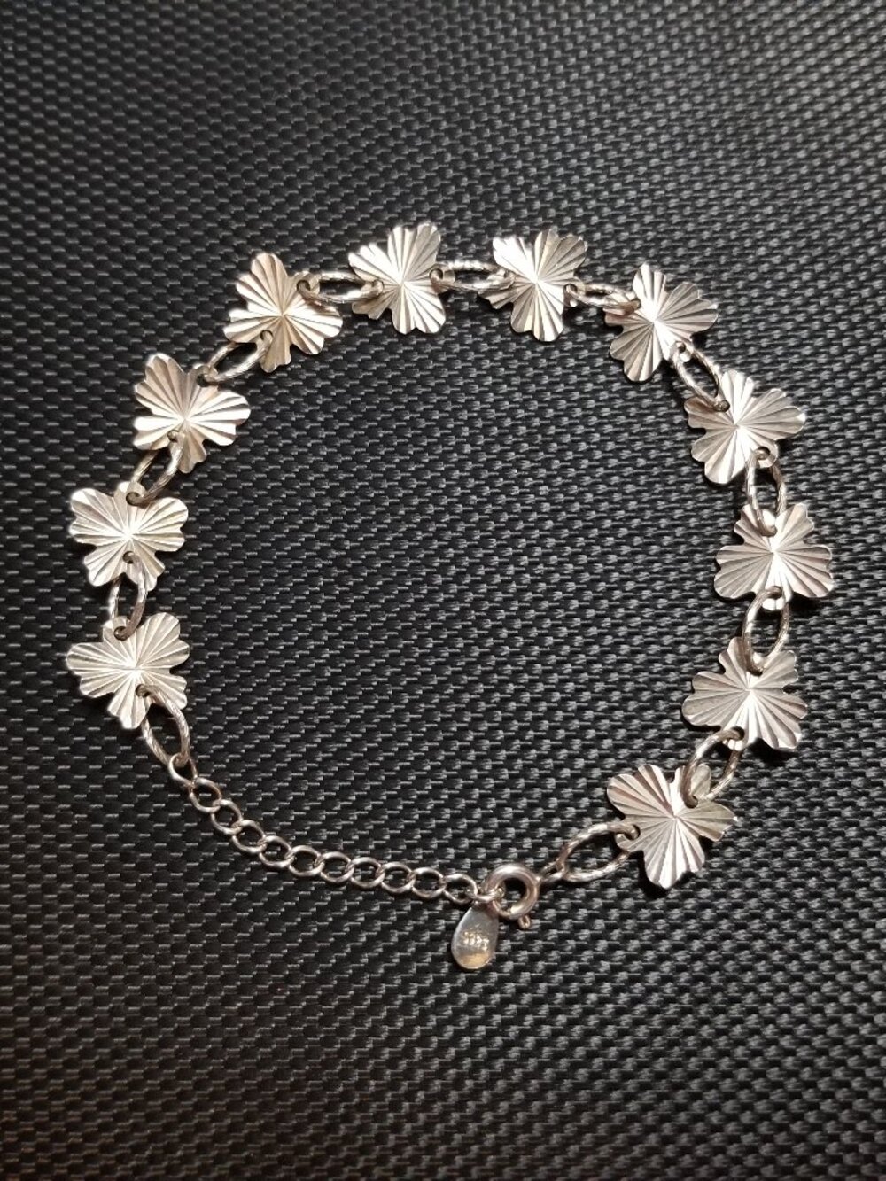 Vintage Thin Scalloped Small Child's S925 Butterfly Bracelet